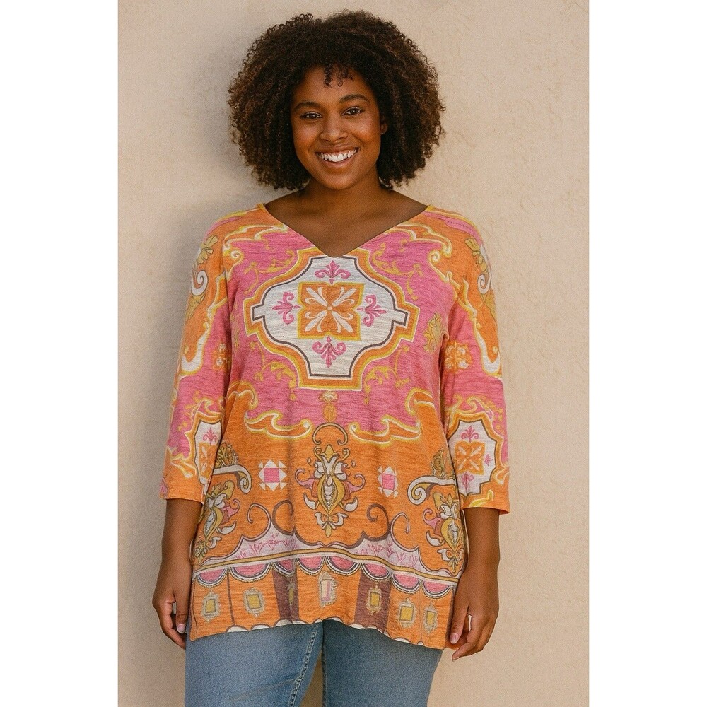 Atelier 5 by Gozde Yilmaz Women’s L Boho Tunic Top Multicolor‎ Paisley USA